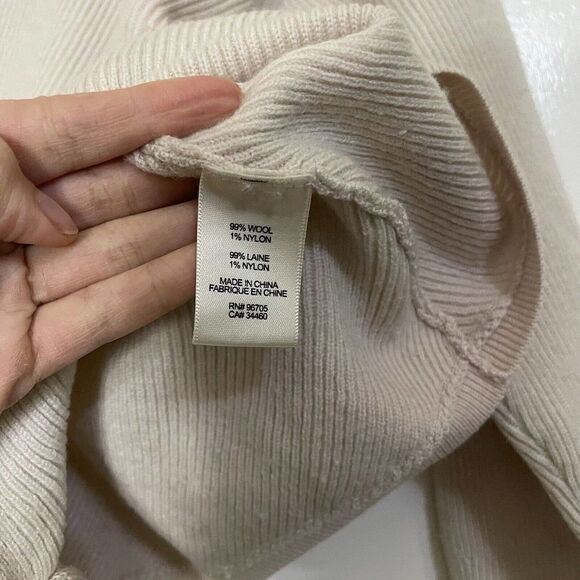 Rebecca Taylor wool tan knit high neck tie waist sweater size medium - Picture 5 of 7